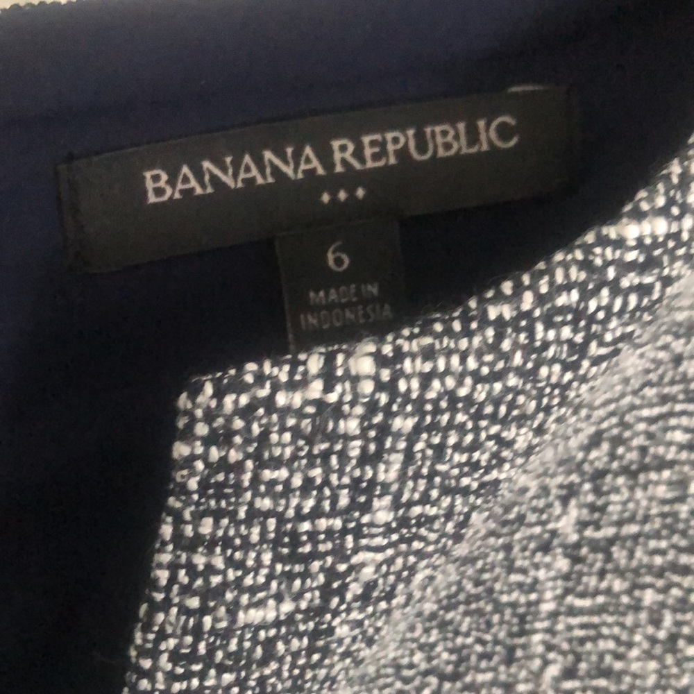 Banana Republic Blue White Tweed Sheath Dress 6 Work Cocktail - Picture 2 of 9